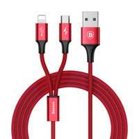 Baseus Rapid 2in1 USB cable Lightning / micro USB Cable with Nylon Braid 3A 1.2m red (CAML-SU09)