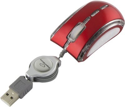 ESPERANZA CELANEO 3D WIRED OPTICAL MOUSE USB WITH RETRACTABLE CABLE RED