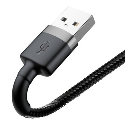 Baseus Cafule Cable wytrzymały nylonowy kabel przewód USB / Lightning QC3.0 1.5A 2M czarno-szary (CALKLF-CG1)