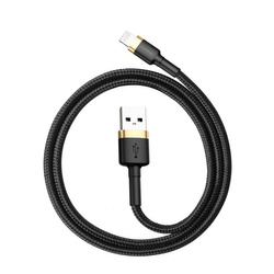 Baseus Cafule Cable wytrzymały nylonowy kabel przewód USB / Lightning QC3.0 2.4A 0,5M czarno-złoty (CALKLF-AV1)