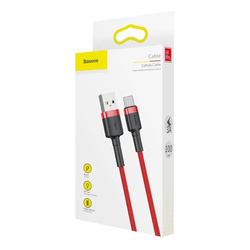 Baseus Cafule Cable wytrzymały nylonowy kabel przewód USB / USB-C QC3.0 3A 1M czerwony (CATKLF-B09)