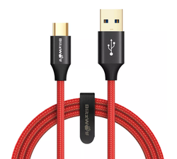 BLITZWOLF Kabel USB-C 3A BW-TC9 - CZERWONY POZŁACANY 0.9m