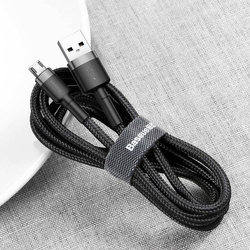 Baseus Cafule Cable Durable Nylon Braided Wire USB / micro USB QC3.0 1.5A 2M black-grey (CAMKLF-CG1)