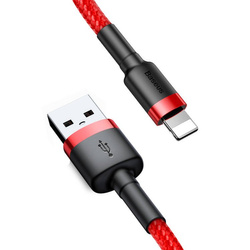 Baseus Cafule Cable wytrzymały nylonowy kabel przewód USB / Lightning QC3.0 1.5A 2M czerwony (CALKLF-C09)