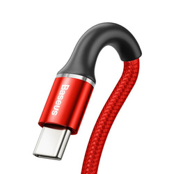 Baseus Halo Data Cable Durable Nylon Braided Wire USB / USB-C with LED Light 3A 0,5M red (CATGH-A09)