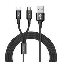 Baseus Rapid kabel przewód USB 2w1 Lightning / micro USB w nylonowym oplocie 3A 1.2m czarny (CAML-SU01)