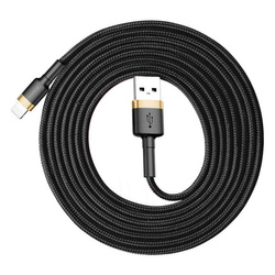 Baseus Cafule Cable Durable Nylon Braided Wire USB / Lightning QC3.0 1.5A 2M black-gold (CALKLF-CV1)