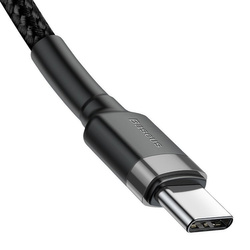 Baseus Cafule Cable wytrzymały nylonowy kabel przewód USB-C PD / USB-C PD PD2.0 60W 20V 3A QC3.0 2M czarno-szary (CATKLF-HG1)