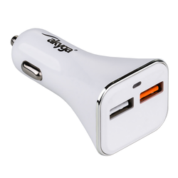 Car charger 12/24V Akyga AK-CH-08 18W 2x USB-A Quick Charge 3.0 5-12V / 1.5-3A white