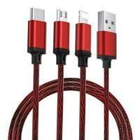 Remax Agile 3in1 RC-131th Nylon Braided USB - micro USB / Lightning / USB-C Cable 2.8A 1m red (PD-B31th red)