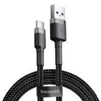 Baseus Cafule Cable wytrzymały nylonowy kabel przewód USB / USB-C QC3.0 2A 3M czarno-szary (CATKLF-UG1)