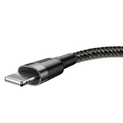 Baseus Cafule Cable wytrzymały nylonowy kabel przewód USB / Lightning QC3.0 1.5A 2M czarno-szary (CALKLF-CG1)