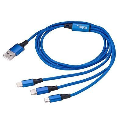 Cable USB Akyga AK-USB-27 USB A (m) / micro aUSB B (m) / USB type C (m) / Lightning (m) 1.2m