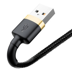 Baseus Cafule Cable wytrzymały nylonowy kabel przewód USB / Lightning QC3.0 2.4A 0,5M czarno-złoty (CALKLF-AV1)