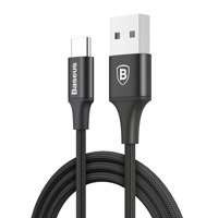 Baseus Rapid Cable Durable Nylon Braided Wire USB Type C with LED Light 2A 1m black (CATSU-B01)