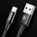 Baseus Rapid kabel przewód USB / USB Typ C w nylonowym oplocie z diodą LED 2A 1m czarny (CATSU-B01)