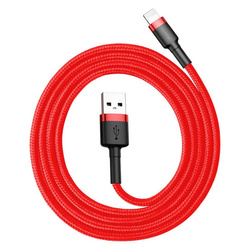 Baseus Cafule Cable wytrzymały nylonowy kabel przewód USB / Lightning QC3.0 2.4A 1M czerwony (CALKLF-B09)