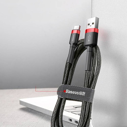 Baseus Cafule Cable wytrzymały nylonowy kabel przewód USB / USB-C QC3.0 2A 3M czarno-szary (CATKLF-UG1)