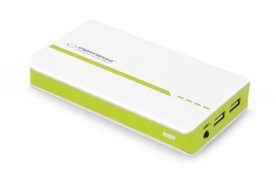 ESPERANZA Power Bank 11000mAh z latarką LED ATOM biało/zielony EMP107WG