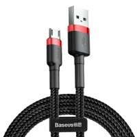 Baseus Cafule Cable wytrzymały nylonowy kabel przewód USB / micro USB QC3.0 2.4A 0,5M czarno-czerwony (CAMKLF-A91)