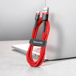 Baseus Cafule Cable wytrzymały nylonowy kabel przewód USB / USB-C QC3.0 3A 1M czerwony (CATKLF-B09)