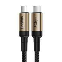 Baseus Cafule nylonowy kabel przewód USB Typ C PowerDelivery 3.1 60W QC3.0 20V/3A 1m złoty (CATKLF-RV1)