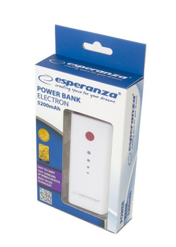 ESPERANZA Power Bank 5200mAh ELECTRON biało/czerwony EMP104WR