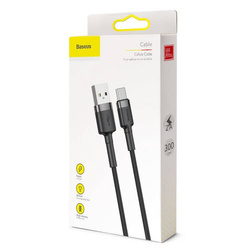 Baseus Cafule Cable wytrzymały nylonowy kabel przewód USB / USB-C QC3.0 2A 3M czarno-szary (CATKLF-UG1)