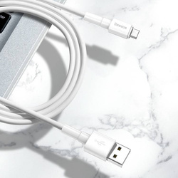 Baseus wytrzymały przewód kabel USB / micro USB 2.4A 1m biały (CAMSW-02)