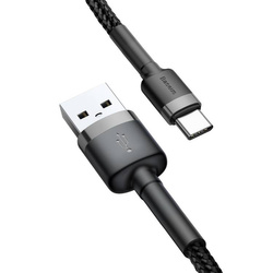 Baseus Cafule Cable Durable Nylon Braided Wire USB / USB-C QC3.0 2A 2M black-grey (CATKLF-CG1)