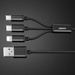 Remax Gition RC-131th nylonowy kabel 3w1 USB - micro USB / Lightning / USB-C 2.8A 1,15M czarny