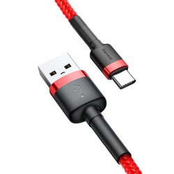 Baseus Cafule Cable wytrzymały nylonowy kabel przewód USB / USB-C QC3.0 3A 1M czerwony (CATKLF-B09)