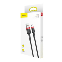 Baseus Cafule Cable wytrzymały nylonowy kabel przewód USB / micro USB QC3.0 2.4A 1M czarno-czerwony (CAMKLF-B91)