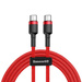 Baseus Cafule Cable wytrzymały nylonowy kabel przewód USB-C PD / USB-C PD PD2.0 60W 20V 3A QC3.0 2M czerwony (CATKLF-H09)