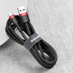 Baseus Cafule Cable wytrzymały nylonowy kabel przewód USB / USB-C QC3.0 2A 3M czarno-szary (CATKLF-UG1)