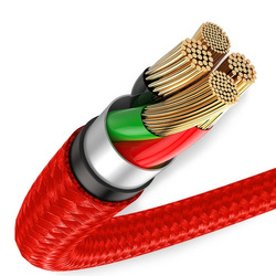 Baseus Halo Data Cable Durable Nylon Braided Wire USB / USB-C with LED Light 3A 0,5M red (CATGH-A09)