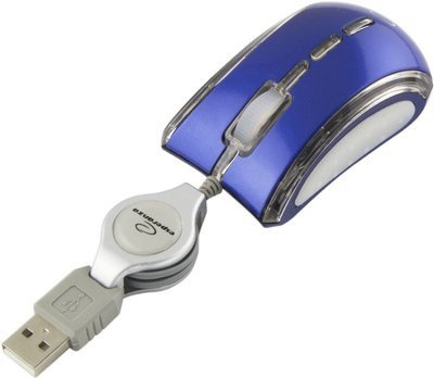 ESPERANZA CELANEO 3D WIRED OPTICAL MOUSE USB WITH RETRACTABLE CABLE BLUE