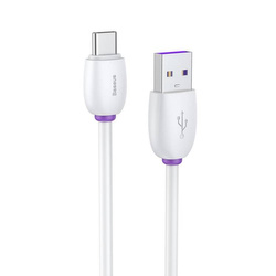 Baseus Purple Ring kabel przewód USB Typ C 40W QC3.0 10V/5A 1m biały (CATZS-02)