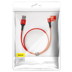 Baseus Halo Data Cable Durable Nylon Braided Wire USB / USB-C with LED Light 3A 0,5M red (CATGH-A09)