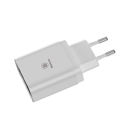 Baseus Mirror Lake inteligentna ładowarka sieciowa adapter EU z wyświetlaczem napięcia ładowania 3x USB 3.4A biały (CCALL-BH02)