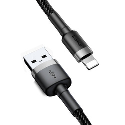 Baseus Cafule Cable wytrzymały nylonowy kabel przewód USB / Lightning QC3.0 1.5A 2M czarno-szary (CALKLF-CG1)