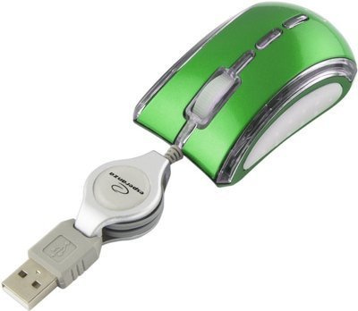 ESPERANZA CELANEO 3D WIRED OPTICAL MOUSE USB WITH RETRACTABLE CABLE GREEN