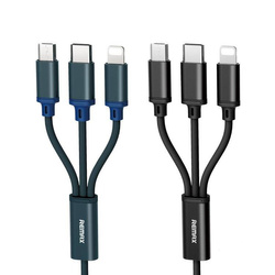 Remax Gition RC-131th nylonowy kabel 3w1 USB - micro USB / Lightning / USB-C 2.8A 1,15M czarny