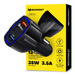 Wozinsky ładowarka samochodowa szybkie ładowanie Quick Charge 3.0 QC3.0 2xUSB / USB Typ C czarny (WCC-01)