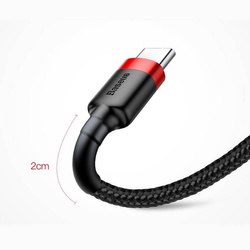 Baseus Cafule Cable wytrzymały nylonowy kabel przewód USB / USB-C QC3.0 2A 3M czarno-szary (CATKLF-UG1)