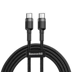 Baseus Cafule Cable wytrzymały nylonowy kabel przewód USB-C PD / USB-C PD PD2.0 60W 20V 3A QC3.0 2M czarno-szary (CATKLF-HG1)