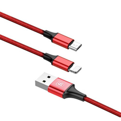 Baseus Rapid 2in1 USB cable Lightning / micro USB Cable with Nylon Braid 3A 1.2m red (CAML-SU09)