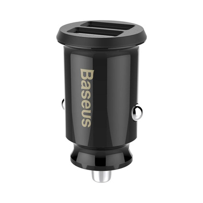 Baseus Grain Car Charger mini ładowarka samochodowa 2x USB 3.1A czarny