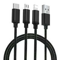 Remax Agile nylonowy kabel 3w1 USB - micro USB / Lightning / USB Typ C 2.8A 1m czarny (PD-B31th black)