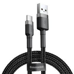 Baseus Cafule Cable wytrzymały nylonowy kabel przewód USB / USB-C QC3.0 2A 2M czarno-szary (CATKLF-CG1)